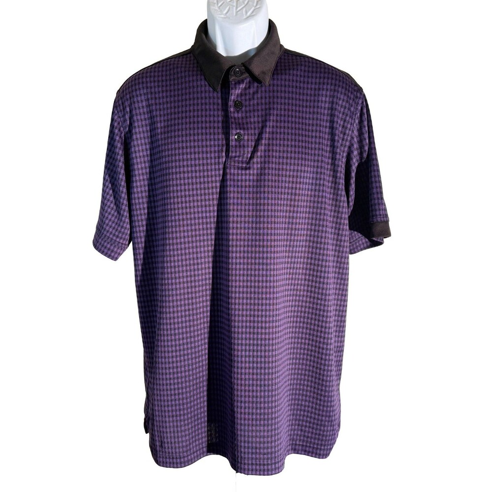 CALLAWAY Men's Short Sleeve Button Down Golf Polo Shirt Purple XL (SEE SIZE MEAS